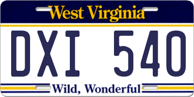 WV license plate DXI540