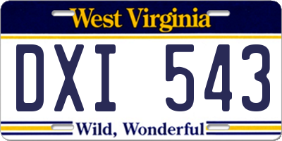 WV license plate DXI543