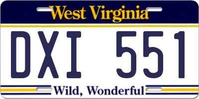 WV license plate DXI551