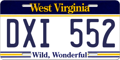 WV license plate DXI552
