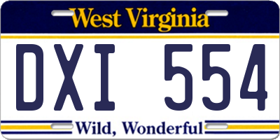 WV license plate DXI554