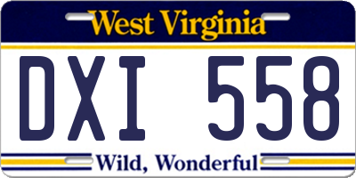 WV license plate DXI558