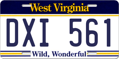 WV license plate DXI561