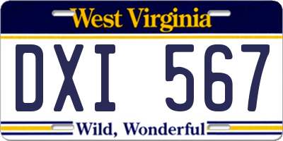 WV license plate DXI567