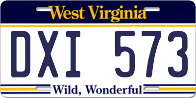 WV license plate DXI573