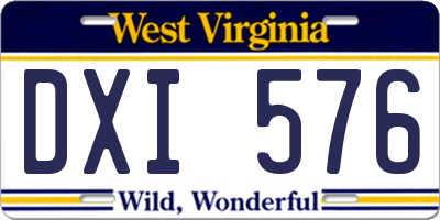 WV license plate DXI576