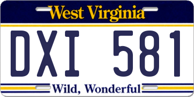 WV license plate DXI581