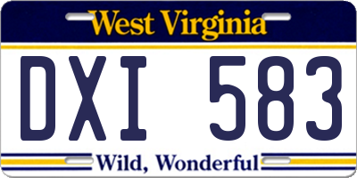 WV license plate DXI583