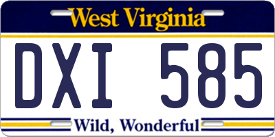 WV license plate DXI585
