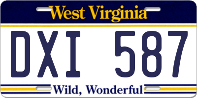 WV license plate DXI587
