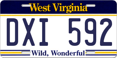 WV license plate DXI592