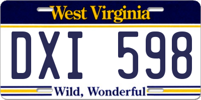 WV license plate DXI598