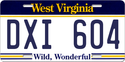 WV license plate DXI604