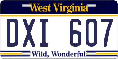 WV license plate DXI607