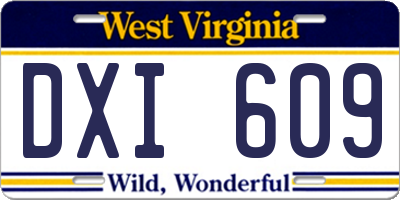 WV license plate DXI609