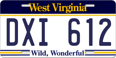 WV license plate DXI612