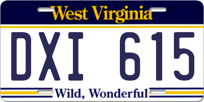 WV license plate DXI615