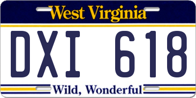 WV license plate DXI618