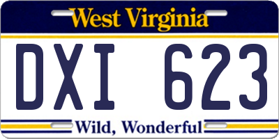 WV license plate DXI623