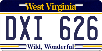 WV license plate DXI626