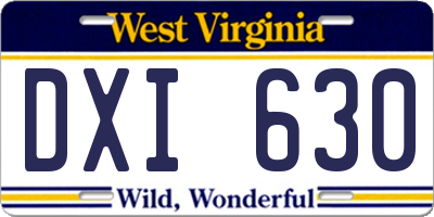 WV license plate DXI630