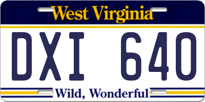 WV license plate DXI640