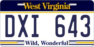 WV license plate DXI643