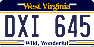 WV license plate DXI645