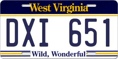 WV license plate DXI651
