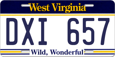 WV license plate DXI657