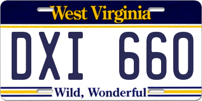 WV license plate DXI660