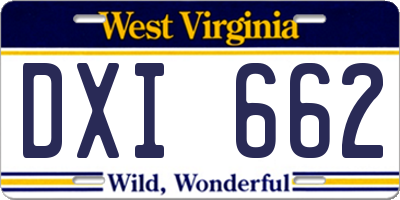 WV license plate DXI662