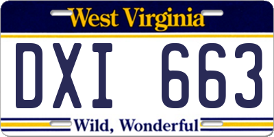 WV license plate DXI663