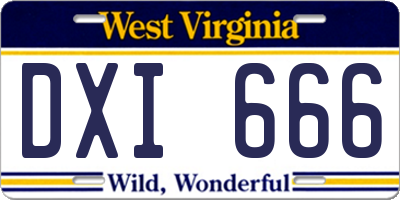 WV license plate DXI666