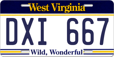 WV license plate DXI667