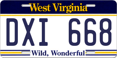 WV license plate DXI668