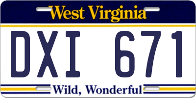 WV license plate DXI671