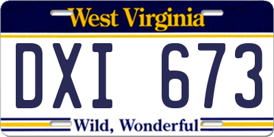 WV license plate DXI673