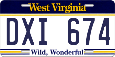 WV license plate DXI674