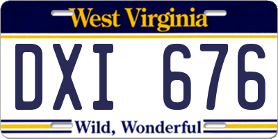 WV license plate DXI676