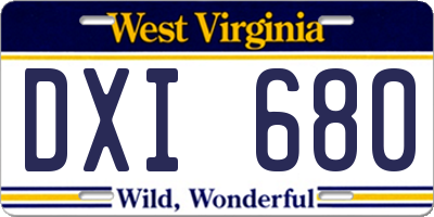 WV license plate DXI680