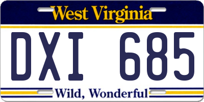 WV license plate DXI685