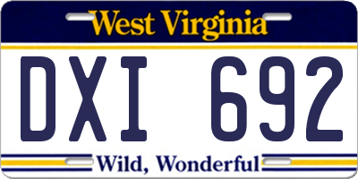 WV license plate DXI692