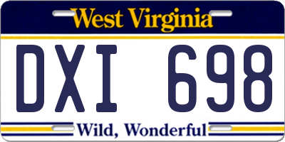 WV license plate DXI698