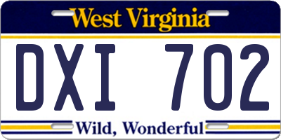 WV license plate DXI702