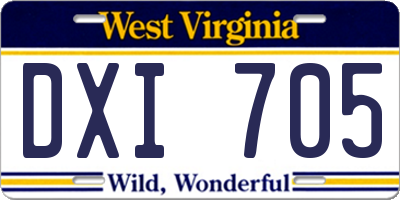 WV license plate DXI705