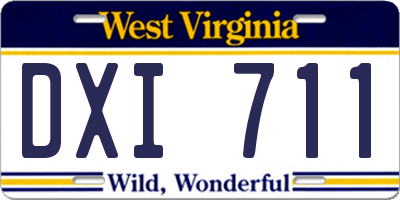 WV license plate DXI711