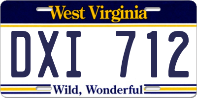 WV license plate DXI712