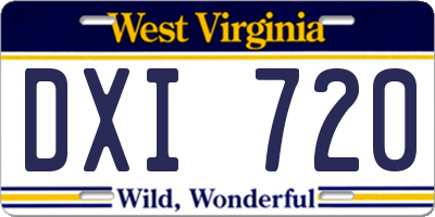 WV license plate DXI720