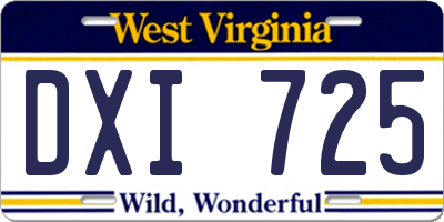 WV license plate DXI725